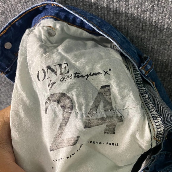 Free People x One Teaspoon Shorts 24 Blue Denim Hawks High Rise Cuffed - Picture 12 of 13